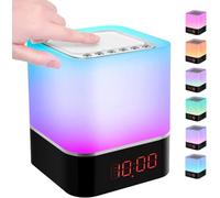 Facarler 5-en-1 Réveil Lumineux avec Enceinte Bluetooth, Lampe de Chevet Tactile & Machine à Bruit Blanc Bébé, Réveil Numérique Multicolore, Cadeau Homme Femme Enfant pour Anniversaire/Noël