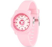 Facasu Montre Analogique Enfants pour Garçons Filles,étanche à 50 m,Bracelet Souple à Quartz,Heure Facile à Lire,Montre d'apprentissage de l'heure pour Filles Garçons de 5 à 12 Ans (Rose-M)