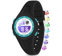 Facasu Montre Numérique Enfants Filles Garçons,50M étanche avec Lumière Colorée,Chronomètre,Alarme,Fonctions 12/24 h,Cadeau pour Enfants de 4 à 15 Ans (Noir)