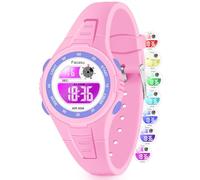 Facasu Montre Numérique Enfants Filles Garçons,50M étanche avec Lumière Colorée,Chronomètre,Alarme,Fonctions 12/24 h,Cadeau pour Enfants de 4 à 15 Ans (Rose)