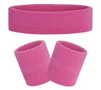 FACATH 3 Pièces Rayé Bandes de Transpiration Set, Comprenant Bandeau de Sport et Bandeau de Poignet Bande de Transpiration Rayée en Coton pour Hommes et Femmes Athlétiques
