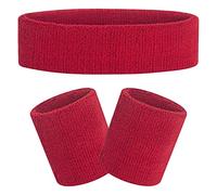 FACATH 3 Pièces Rayé Bandes de Transpiration Set, Comprenant Bandeau de Sport et Bandeau de Poignet Bande de Transpiration Rayée en Coton pour Hommes et Femmes Athlétiques