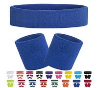FACATH 3 Pièces Rayé Bandes de Transpiration Set, Comprenant Bandeau de Sport et Bandeau de Poignet Bande de Transpiration Rayée en Coton pour Hommes et Femmes Athlétiques
