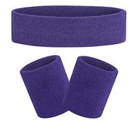 FACATH 3 Pièces Rayé Bandes de Transpiration Set, Comprenant Bandeau de Sport et Bandeau de Poignet Bande de Transpiration Rayée en Coton pour Hommes et Femmes Athlétiques