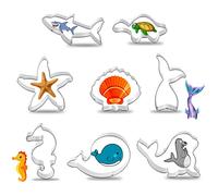 FACATH Lot De 8 Emporte-PièCes En Acier Inoxydable - Forme De Queue de SirèNe/Queue de Baleine, Hippocampe, éToile de Mer, Requin, Baleine, Tortue Et Coquillages