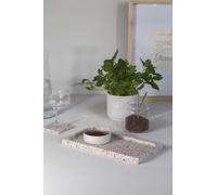 FacciamoCASA Plateau creux en granulés de marbre H. 2 cm - Centre de table élégant et durable - Plateau de table polyvalent et décoratif - Vide-poche artisanal fabriqué en Italie (blanc et brique)