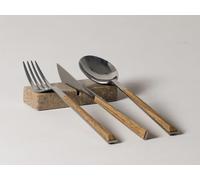 FacciamoCASA Poggia Couverts XL en marbre naturel - Support de couverts artisanal fabriqué en Italie - Support élégant pour couverts - Porte-couverts décoratif et durable pour la table (Travertino