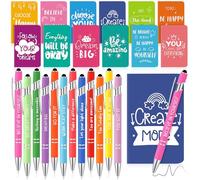 Faccito 12 Sets Cadeau d'Appréciation pour Employés Stylos à Bille Inspirants Cahiers de Poche de Motivation Petits Blocs-Notes Encourageants Cadeau de Motivation pour Collègue Enseignant Infirmière