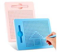 Faccito 2 Petites Tableaux à Dessin Magnétiques Tablette Magnétique avec Stylo Planche à Bille en Acier Tableau de Griffonnage pour Enfant Cadeau Éducatif(Rose, Bleu Clair)