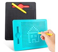 Faccito 2 Petites Tableaux à Dessin Magnétiques Tablette Magnétique avec Stylo Planche en Acier Tableau de Griffonnage pour Enfant Cadeau Éducatif (Noir, Bleu Lac)