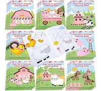 Faccito 24 Mini Livres de Coloriage Mini Livres de Dessin d'Art Cahier d'Activité Coloriage pour Anniversaire DIY Remplisseur Sac Cadeau(Ferme Rose)