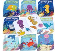 Faccito 24 Pcs Livres de Coloriage Animaux de l'Océan Poisson Sirène Mini Livres à Colorier en Vrac Cahiers d'Activités à Colorier Under The Sea Album de Dessins pour Enfants (Animaux d'Océan)