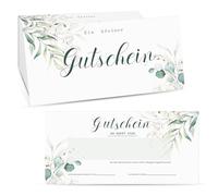 Faccito 50 Pcs Bons Vierges à Remplir Soi-Même Chèques Cadeaux de Feuilles d'Eucalyptus Bons Vierges pour Clients Modèles de Bons Cartes de Bons pour Salon de Manucure Coiffeur Cosmétiques Massage