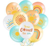 Faccito 63 Pièces 12 Pouces Ballons en Soleil Arc-En-Ciel Premier Voyage Autour des Ballons Sun Party ballons en Latex pour Fête pour l'Anniversaire de Ballons Boho Décoration pour Baby Shower Fête