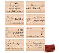 Faccito 8 Pièces Tampon Enseignant en Bois Timbre Motif pour Enseignant Timbre de Récompense Timbre de Louange Timbre de Devoirs Cadeau pour Enseignants Formateurs la Journée des Enseignants