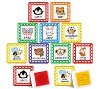 Faccito 9 Pièces Tampons Enseignants Auto-Encreurs avec des Motifs Animaliers Timbres Colorés de Récompense des Enseignants Timbre de Motivation Timbre Drôle d'Étudiant d'Éloge Cadeau pour Motivation