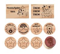Faccito 9 Tampons d'Enseignant en Bois Timbres Scolaires en Caoutchouc pour Enseignants Tampon de Motivation pour Enseignant à Motif d'Animaux Tampons d'Éloge d'Élève Correction (Style Créatif)