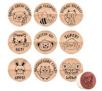 Faccito 9 Tampons d'Enseignant en Bois Timbres Scolaires en Caoutchouc Tampons de Motivation Décoratifs pour Enseignant à Motif d'Éloge d'Élève(Style Chouette)