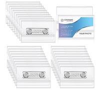 Faccito Badges Nominatifs Magnétiques 9 x 5,5 cm Étiquette d'Identification Magnétique Badges de Nom en PVC Horizontale Porte-Noms avec Aimant pour Travail Conférence École Collège (30 Pcs)