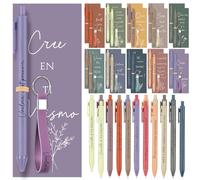Faccito Coffret Cadeau Inspirant Inclure 20 Stylos à Bille de Motivation 20 Porte-Clés en Silicone 20 Carte et 30 Attaches de Câble en Papier Kraft pour Employés, Collègues, Adolescents, Enseignants