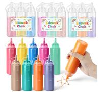 Faccito Kit de peinture à la craie de trottoir - 9 pièces - Lavables - Non toxiques - Avec flacon à presser en plastique - 9 couleurs vives - Pour un plaisir créatif