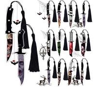 Faccito Lot de 12 marque-pages gothiques effrayants en acrylique pour Halloween, série de films d'horreur, personnages présentés en forme de poignard, cadeau pour les fans, écrivains, amis