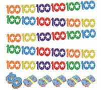 Faccito Lot de 5 bannières colorées « 100 jours d'école » pour le 100e jour de l'école - Décorations à suspendre - Pré-enfilées - Pour anniversaire, célébration, mariage