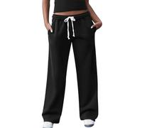 FACDIBY Pantalon de survêtement à jambe large et taille haute pour femme avec cordon de serrage