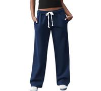 FACDIBY Pantalon de survêtement à jambe large et taille haute pour femme avec cordon de serrage