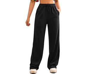 FACDIBY Pantalon de survêtement à jambe large pour femme, pantalon ample taille haute élastique avec cordon de serrage et poches