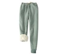 FACDIBY Pantalon de survêtement doublé en Sherpa pour femmes, pantalon de jogging d’hiver chaud en polaire athlétique, 05-vert., M