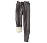FACDIBY Pantalon de survêtement en polaire doublé Sherpa pour femme, 06-gris foncé, Taille M