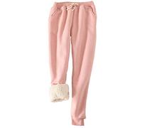 FACDIBY Pantalon de survêtement en polaire doublé Sherpa pour femme - rose - Taille L