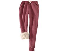 FACDIBY Pantalon de survêtement en polaire pour femme avec doublure Sherpa, 03-Bordeaux, Taille XL