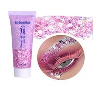 Face Body Glitter Gel pour les enfants et les femmes, sirène visage Glitter à porter, Squins gros brillant pour les cheveux et les ongles, Rave Festival Concert Accessoires (#03 Rose)