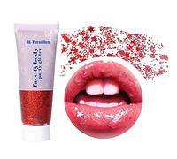 Face Body Glitter Gel pour les enfants et les femmes, sirène visage Glitter à porter, Squins gros brillant pour les cheveux et les ongles, Rave Festival Concert Accessoires (#07 Rouge)