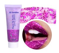 Face Body Glitter Gel pour les enfants et les femmes, sirène visage Glitter à porter, Squins gros brillant pour les cheveux et les ongles, Rave Festival Concert Accessoires (#04 Violet)