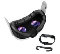 Face Cover Pad Interface Faciale pour Meta Oculus Quest 3 par MMOBIEL - Coussinet d'Interface Faciale pour Quest 3 - Kit d'Accessoires avec Coussinet Nasal Anti-Fuites & Housse en Cuir PU Souple -Noir