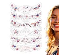 Face Decals - Décoration Drapeau Américain 250e Mémorial - Accessoires Maquillage Soirée à Thème | Hommes Femmes Adultes Intérieur Extérieur Maison Événement Férié Indépendance