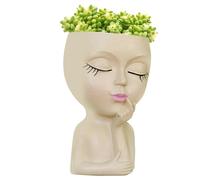 Face Flower Pot - Whillical Lady -Head Planter avec une finition mate Face moulée et drainage arrière, construction légère et durable | Porte-plante compact auto-aqueux, noms de bureau idéaux