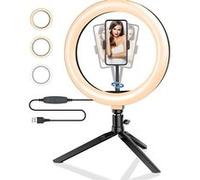 Face Light Support Lumineux Smartphone vidéo Live avec trépied - 3 Modes d'éclairage, 10 Niveaux d'intensité