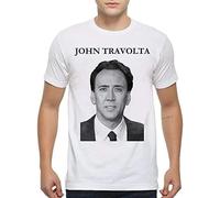 Face Off Nicolas Cage Funny T-Shirt, John Travolta Tee, Men's White Manches Courtes(X-Large)