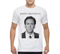 Face Off Nicolas Cage Funny T-T-Shirts à Manches Courtes, John Travolta Tee, Men's White(XX-Large)