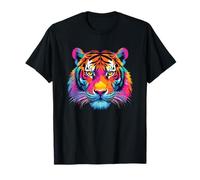Face tigre coloré coloré Tête de tigre peinte vibrante T-Shirt