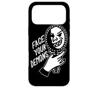 Face Your Demons Mirror Blackwork Coque pour iPhone 17 Pro Max
