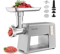 Facelle Hachoir a Viande, 2000W Hachoir Electrique avec 3 grilles en acier inox, Kubbe et tubes de Remplissage de Saucisses, hachoir pour hamburgers, kibbehs et nourriture pour chiens