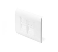 Faceplate for Keystone Jacks, 2x RJ45, dust cover 80x80 mm + 2x 22.5 mm modular insert, RAL 9003