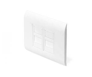 Faceplate for Keystone Jacks, 2x RJ45, dust cover 80x80 mm + 2x 22.5 mm modular insert, RAL 9003