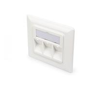 Faceplate for Keystone Jacks,3x RJ45 dust cover, 80/80 + central plate, pure white