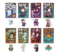 Faces adhésives, feuilles de visages adhésifs, 8 x Créez vos propres feuilles d'autocollants d'Halloween | Autocollants d'expression faciale amusants, récompenses scolaires, fournitures d'activités